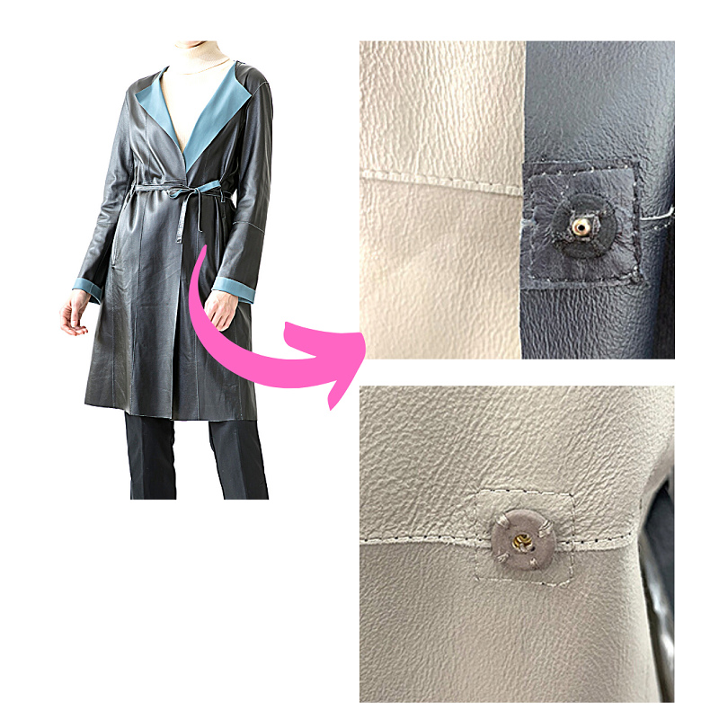 レザーボタン付け
革コートスナップ修理